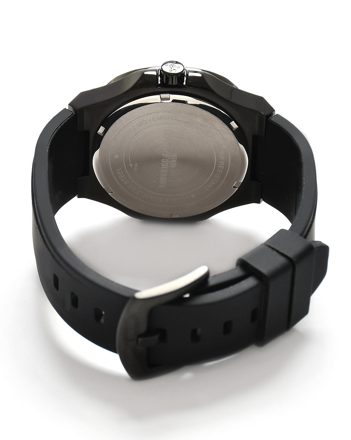 Black Dial Black Case Silicone Strap Men's Analog Watch