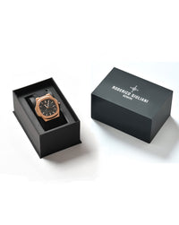 Black Dial Rose Gold Case Black Silicone Strap Men's Analog Watch