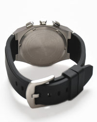 Blue Dial Silver Case Men's Chronograph Watch — Silicone Strap