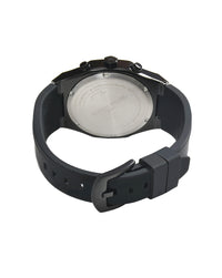 Black Dial Black Case Men's Chronograph Watch — Silicone Strap