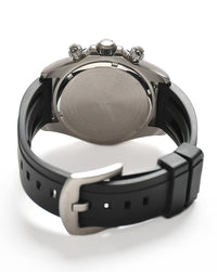 Grey Dial Silver Case Men's Chronograph Watch — Silicone Strap