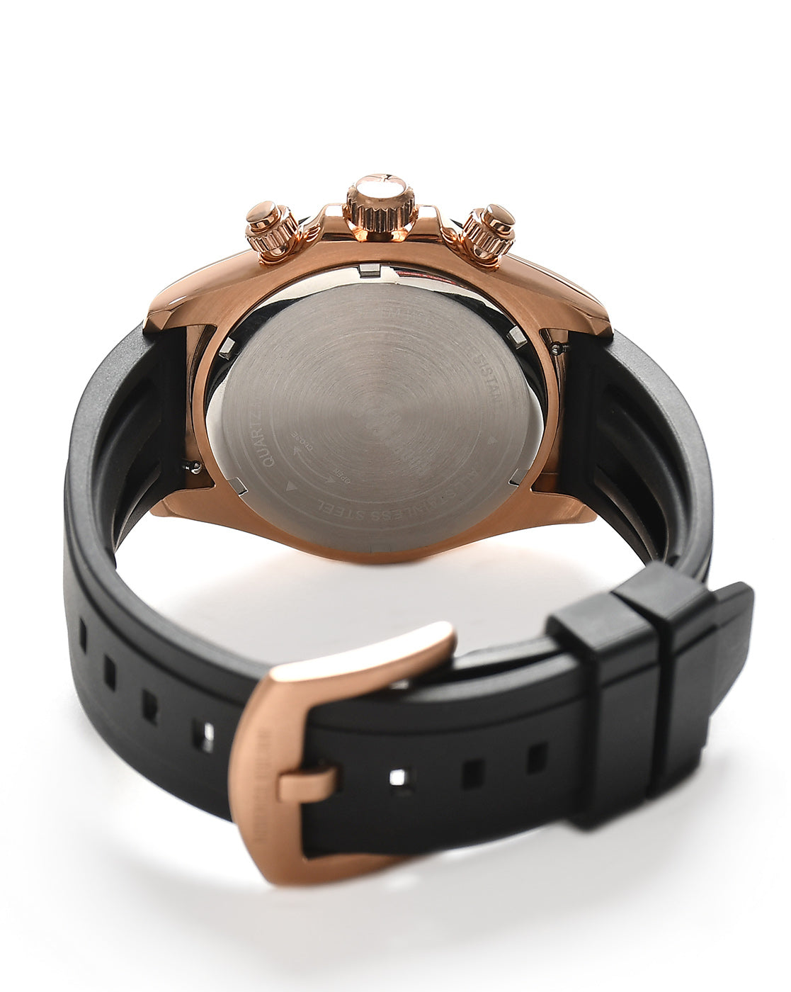 Rose Gold Dial Rose Gold Case Men's Chronograph Watch — Silicone Strap