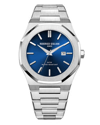 Blue Dial Silver Steel Bracelet Men's Analog Watch