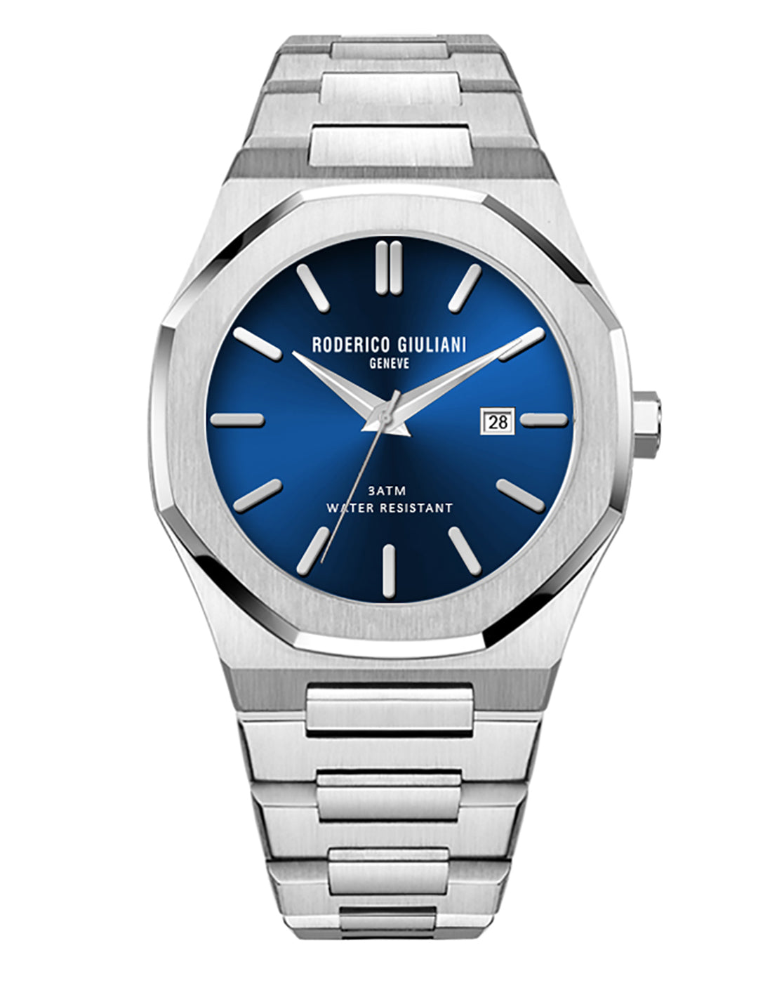 Blue Dial Silver Steel Bracelet Men's Analog Watch