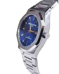 Blue Dial Silver Steel Bracelet Men's Analog Watch