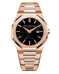 Black Dial Rose Gold Steel Bracelet Men's Analog Watch