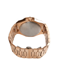Blue Dial Rose Gold Steel Bracelet Men's Analog Watch