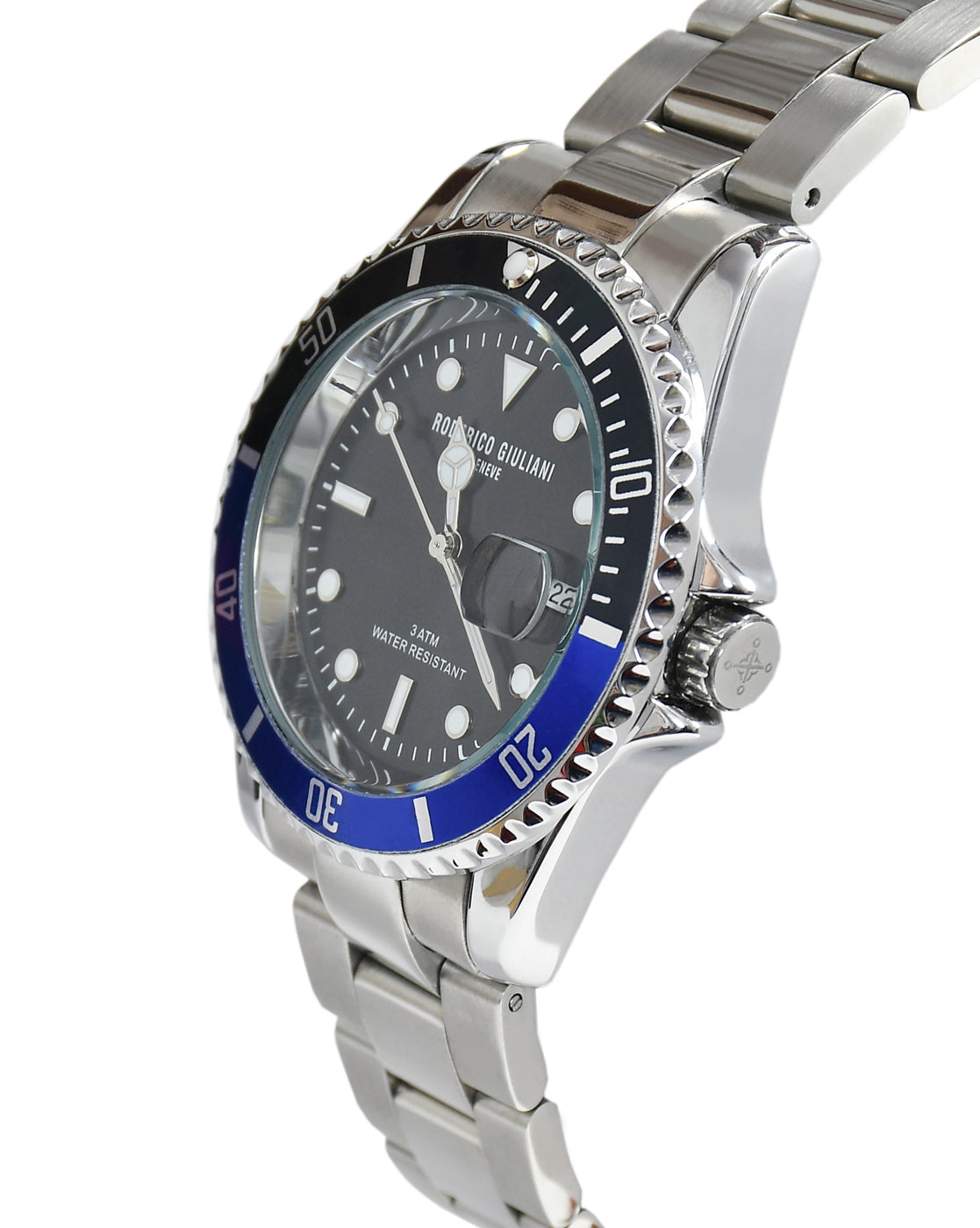 RODERICO GIULIANI ANALOG BLACK DIAL SILVER CASE SILVER STEEL BRACELET