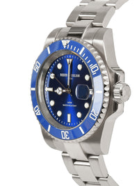 Blue Dial Blue Bezel Silver Steel Bracelet Men's Analog Watch