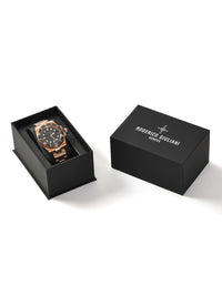 Black Dial Black Bezel Rose Gold Steel Bracelet Men's Analog Watch