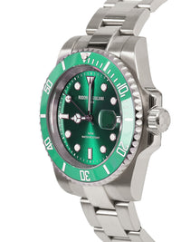 RODERICO GIULIANI ANALOG GREEN DIAL SILVER CASE GREEN BEZEL STEEL BRACELET MEN'S WATCH MSTA-7406