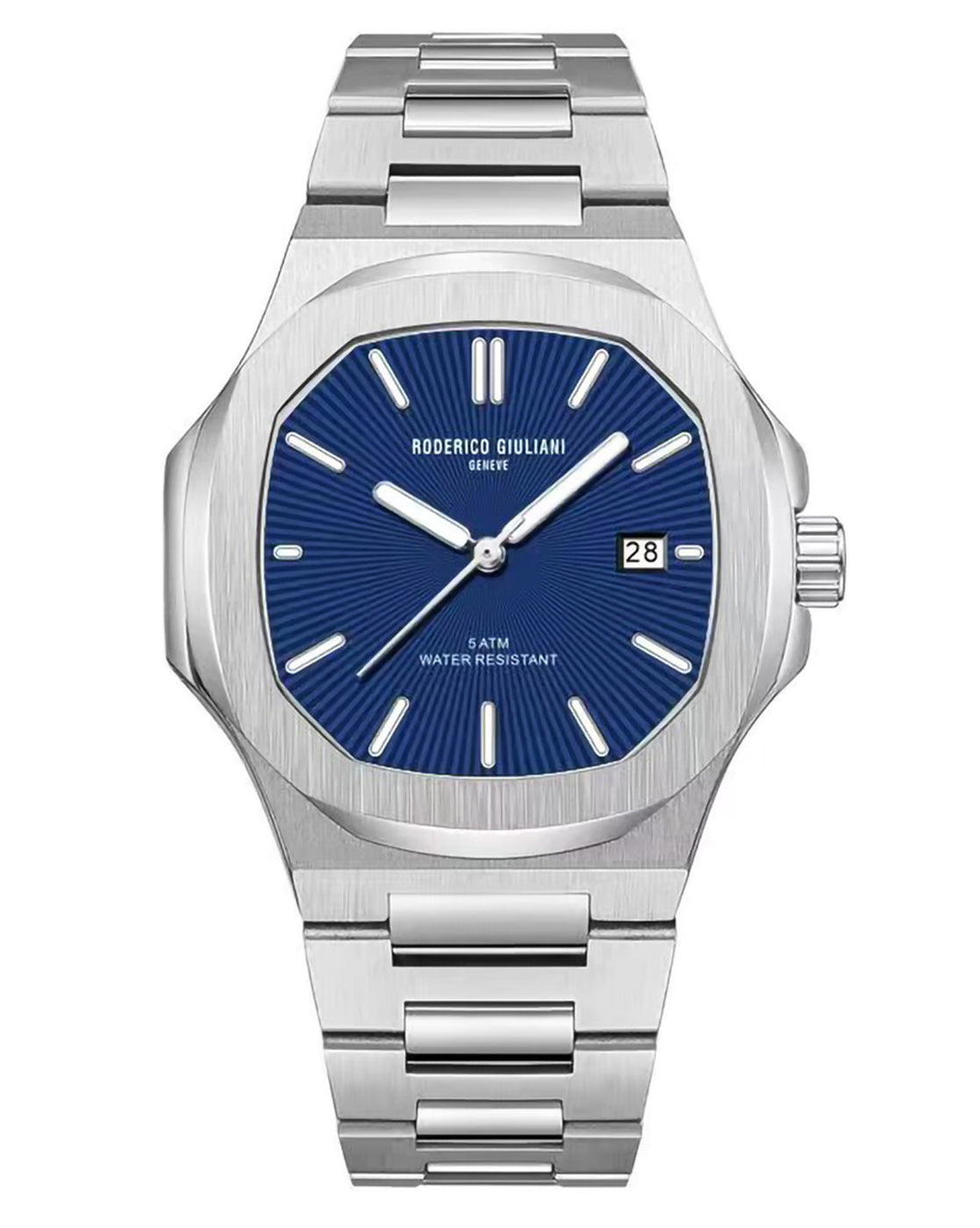 Blue Dial Silver Steel Bracelet Men's Analog Watch