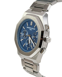 Blue Dial Silver Case Men's Chronograph Watch — Steel Bracelet