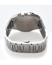 Blue Dial Silver Case Men's Chronograph Watch — Steel Bracelet
