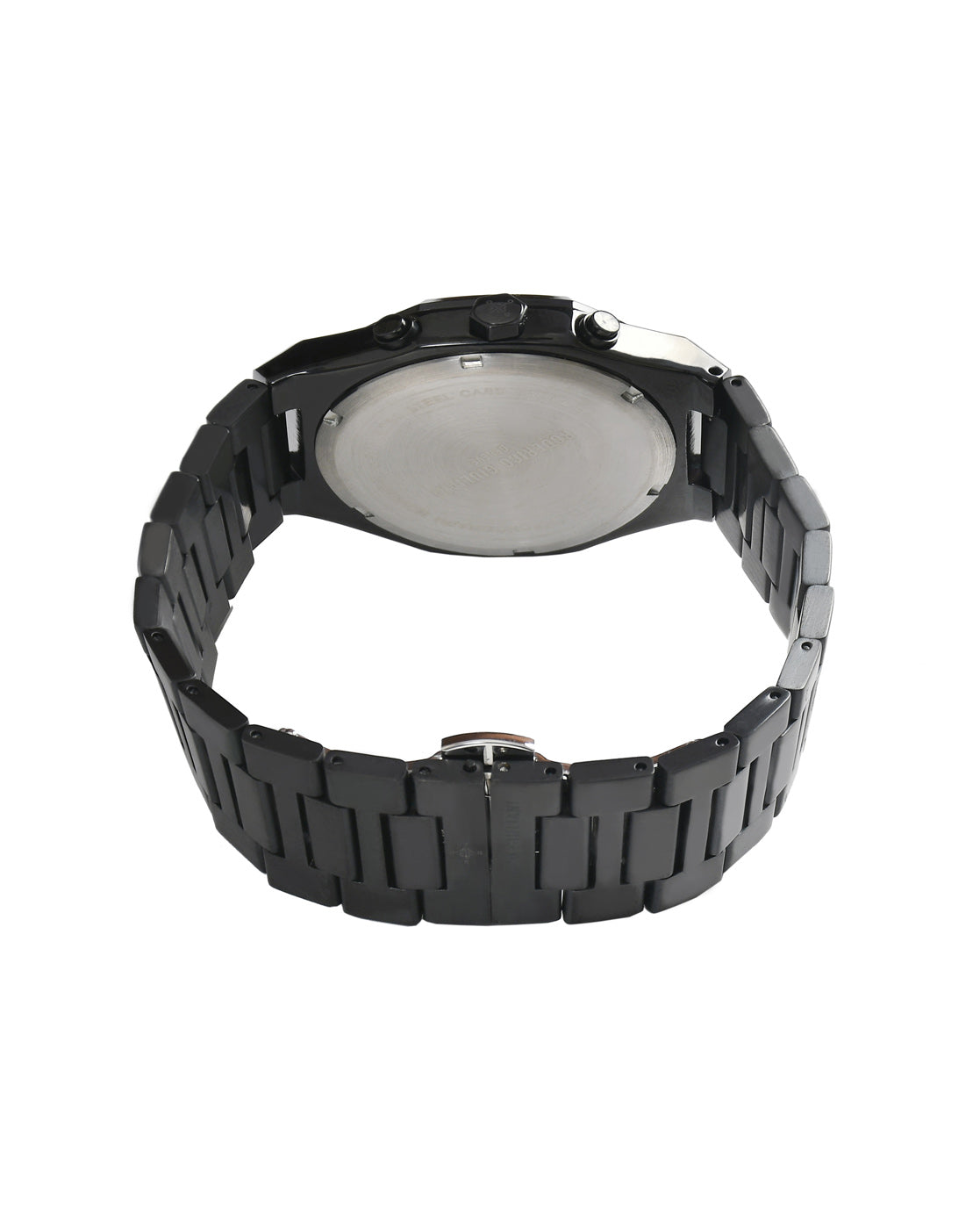 Black Dial Black Case Men's Chronograph Watch — Steel Bracelet