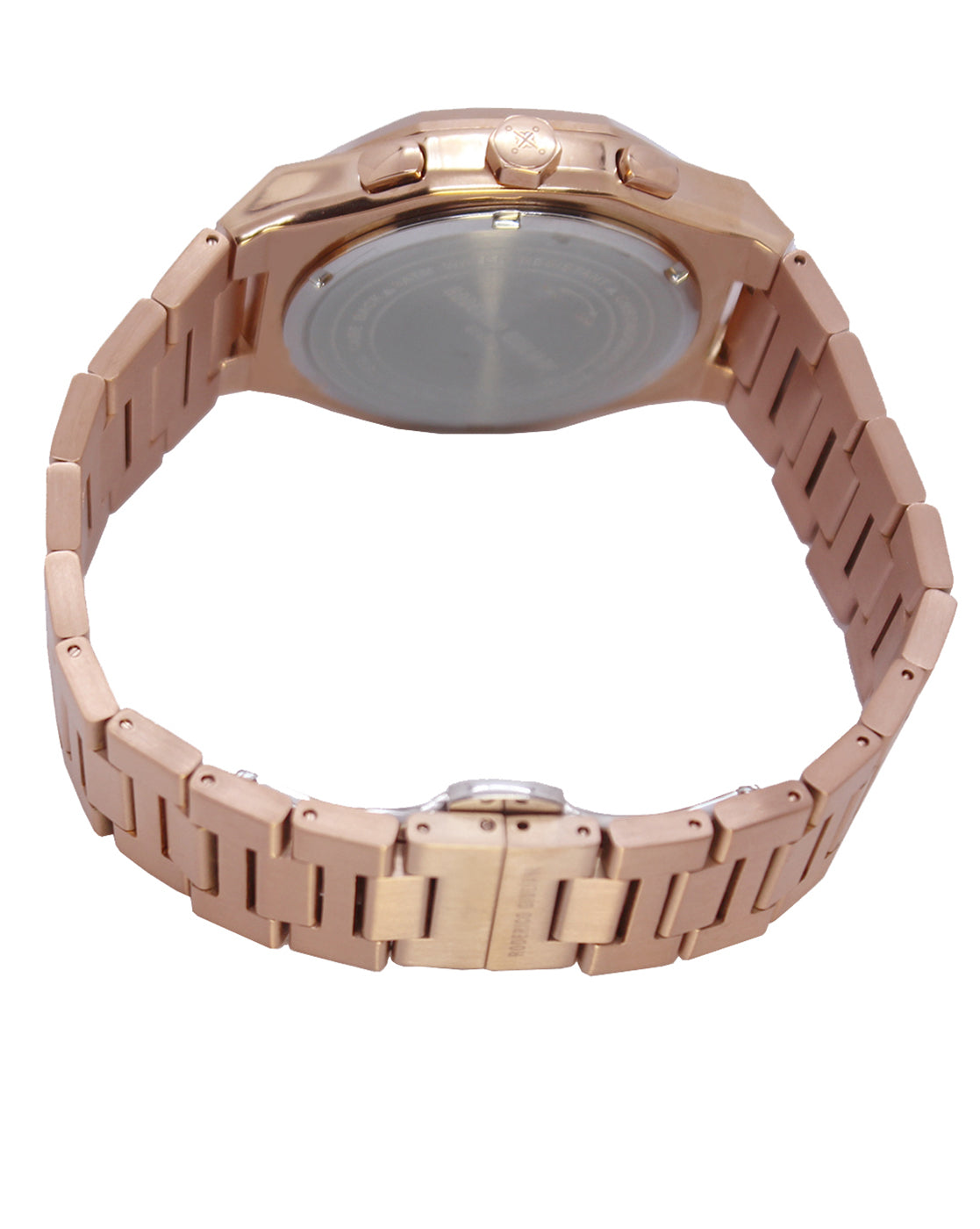 Black Dial Rose Gold Case Men's Chronograph Watch — Steel Bracelet