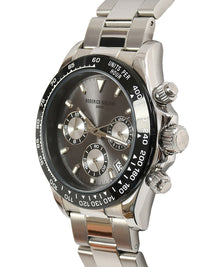 Grey Dial Silver Case Men's Chronograph Watch — Steel Bracelet