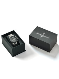 Grey Dial Silver Case Men's Chronograph Watch — Steel Bracelet