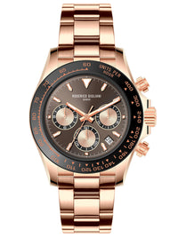 Rose Gold Dial Rose Gold Case Men's Chronograph Watch — Steel Bracelet
