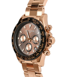 Rose Gold Dial Rose Gold Case Men's Chronograph Watch — Steel Bracelet