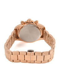 Rose Gold Dial Rose Gold Case Men's Chronograph Watch — Steel Bracelet