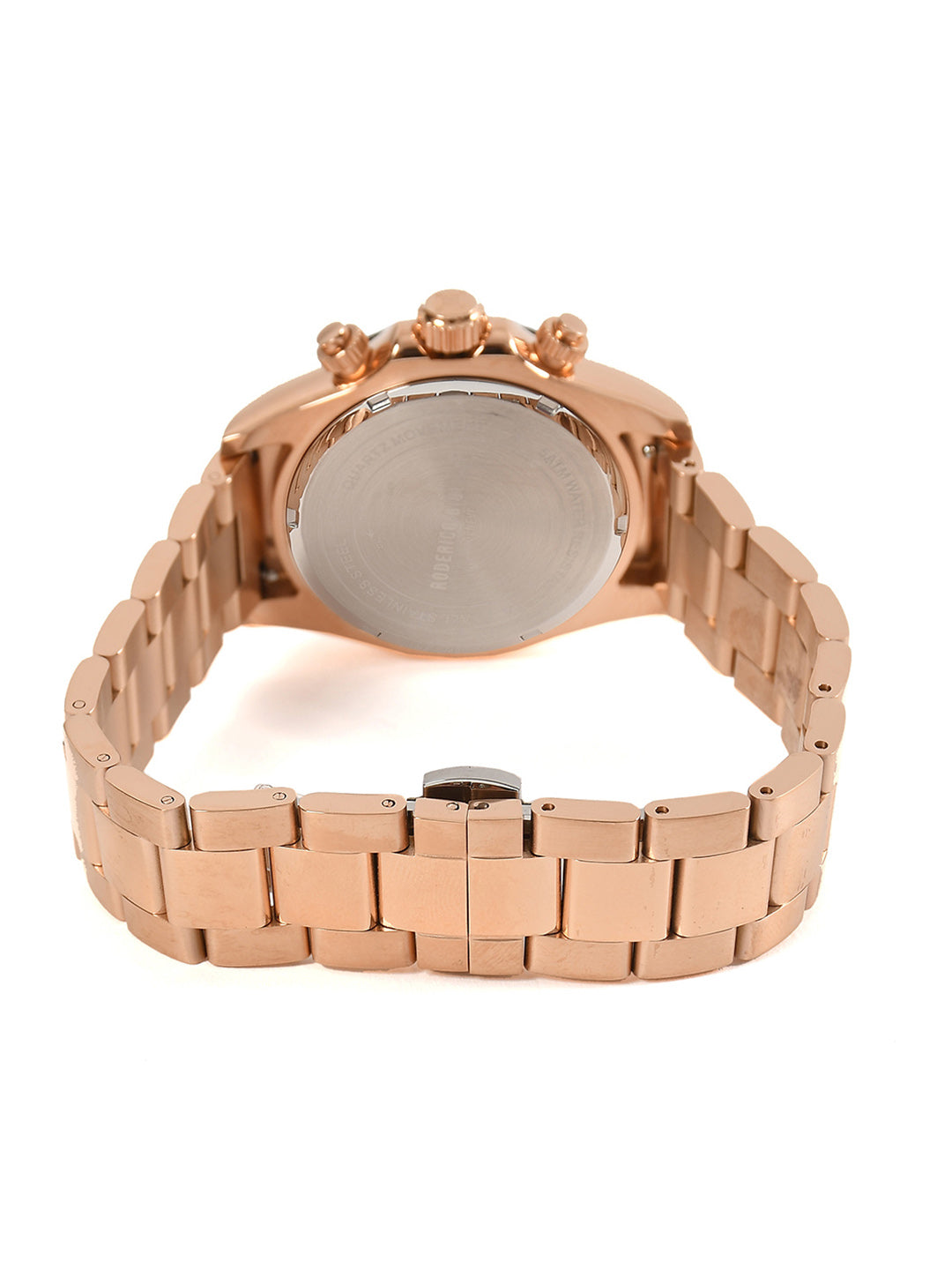 Rose Gold Dial Rose Gold Case Men's Chronograph Watch — Steel Bracelet