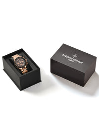 Rose Gold Dial Rose Gold Case Men's Chronograph Watch — Steel Bracelet