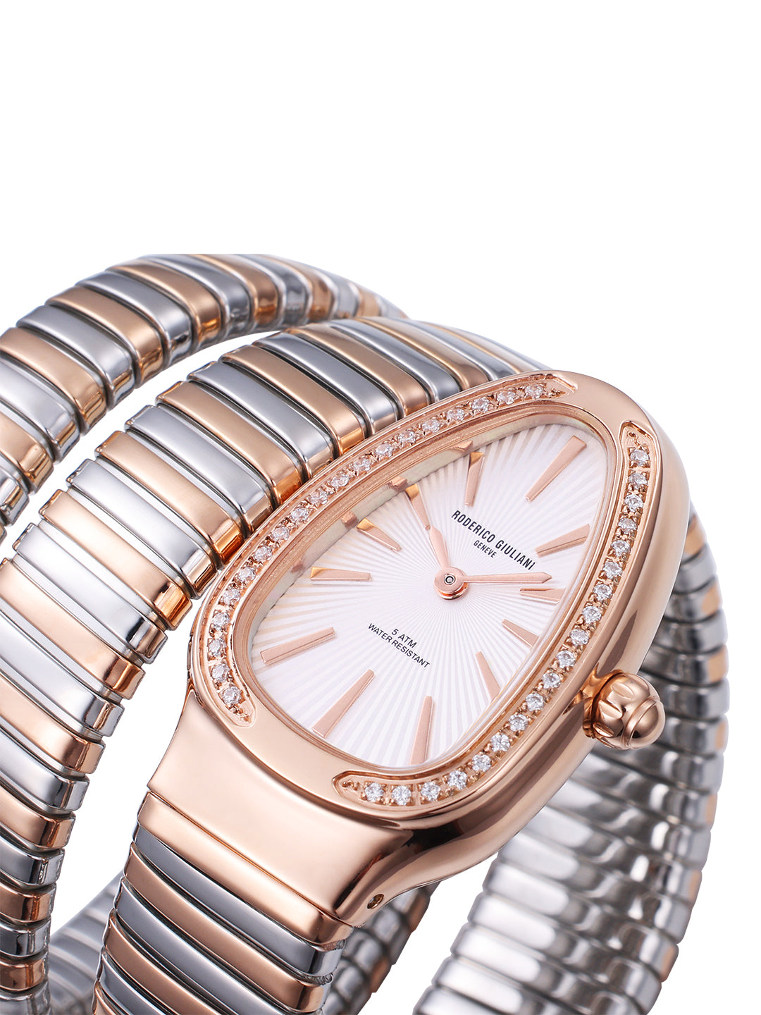 White Dial Dual Tone Steel Bracelet Women's Analog Watch