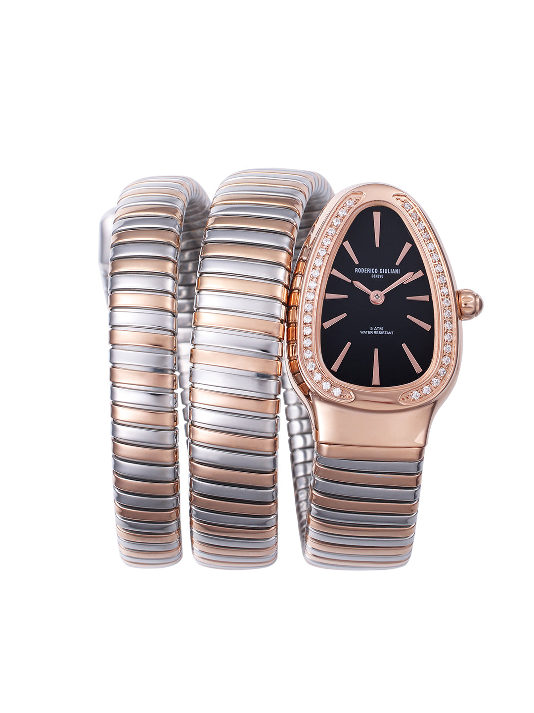 Black Dial Dual Tone Steel Bracelet Women's Analog Watch