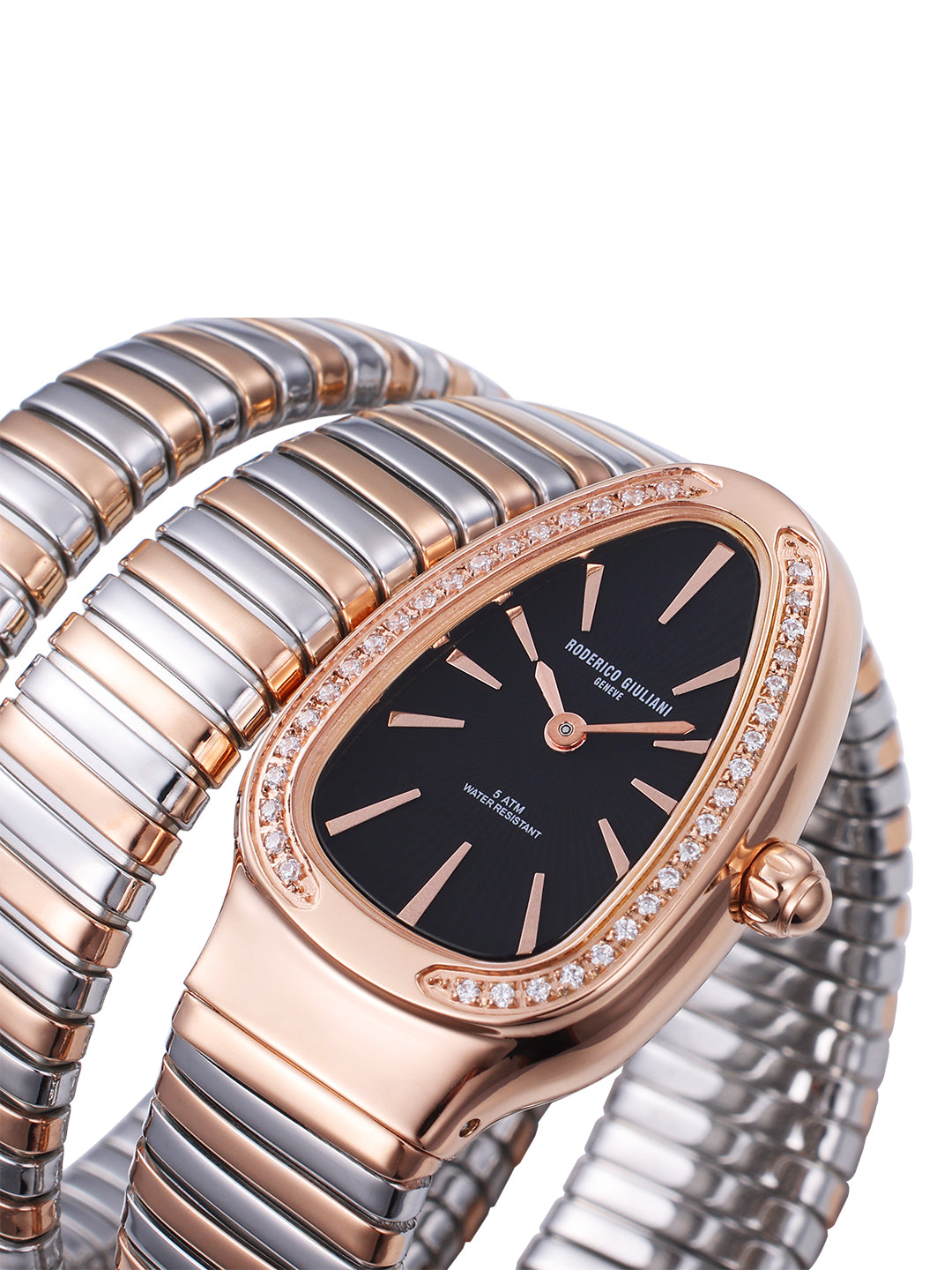 Black Dial Dual Tone Steel Bracelet Women's Analog Watch