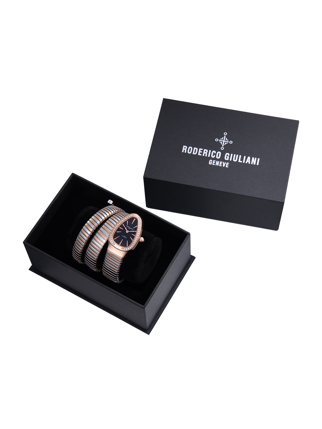 Black Dial Dual Tone Steel Bracelet Women's Analog Watch