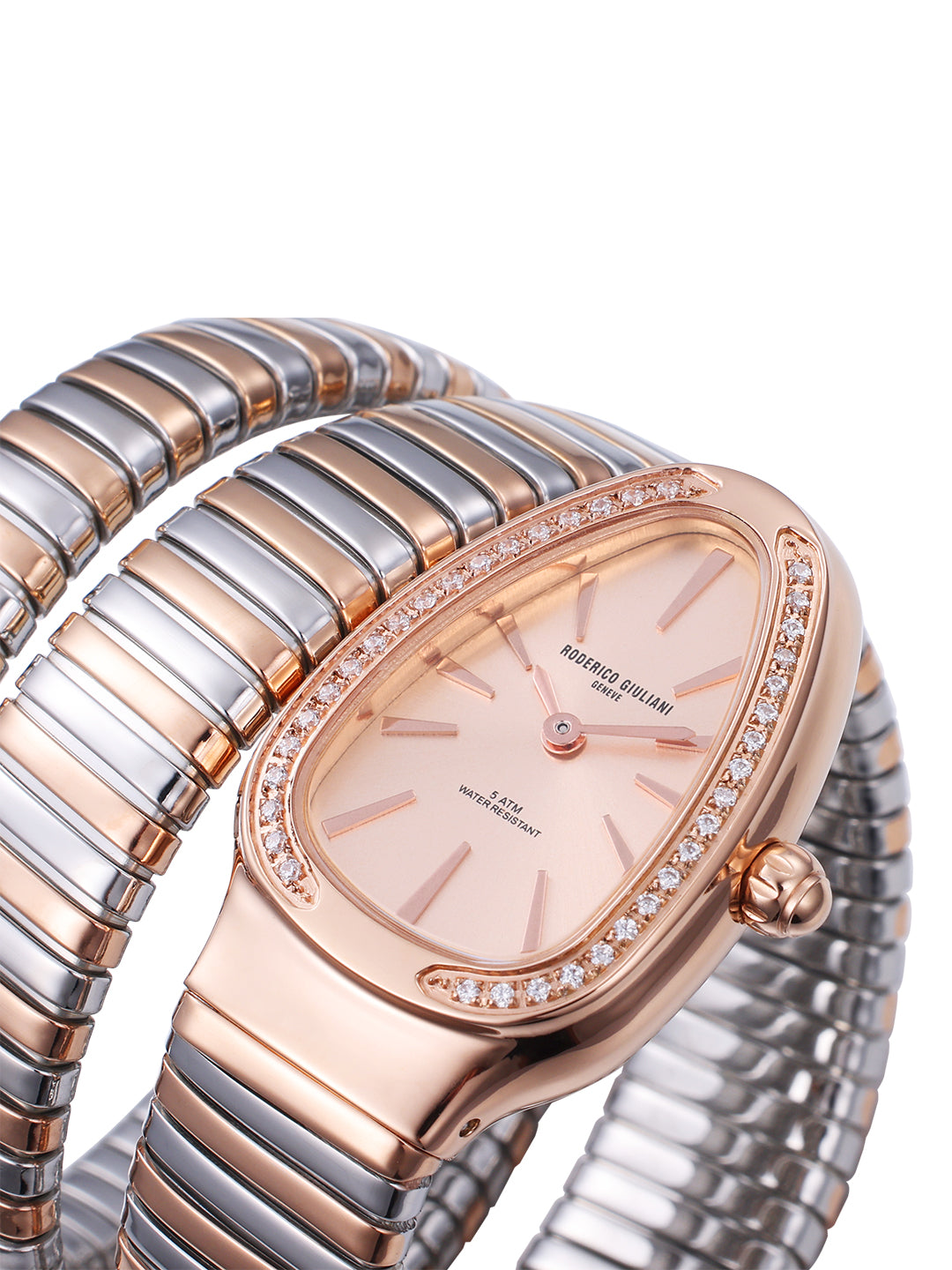 Rose Gold Dial Dual Tone Steel Bracelet Women's Analog Watch