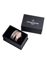 Rose Gold Dial Dual Tone Steel Bracelet Women's Analog Watch