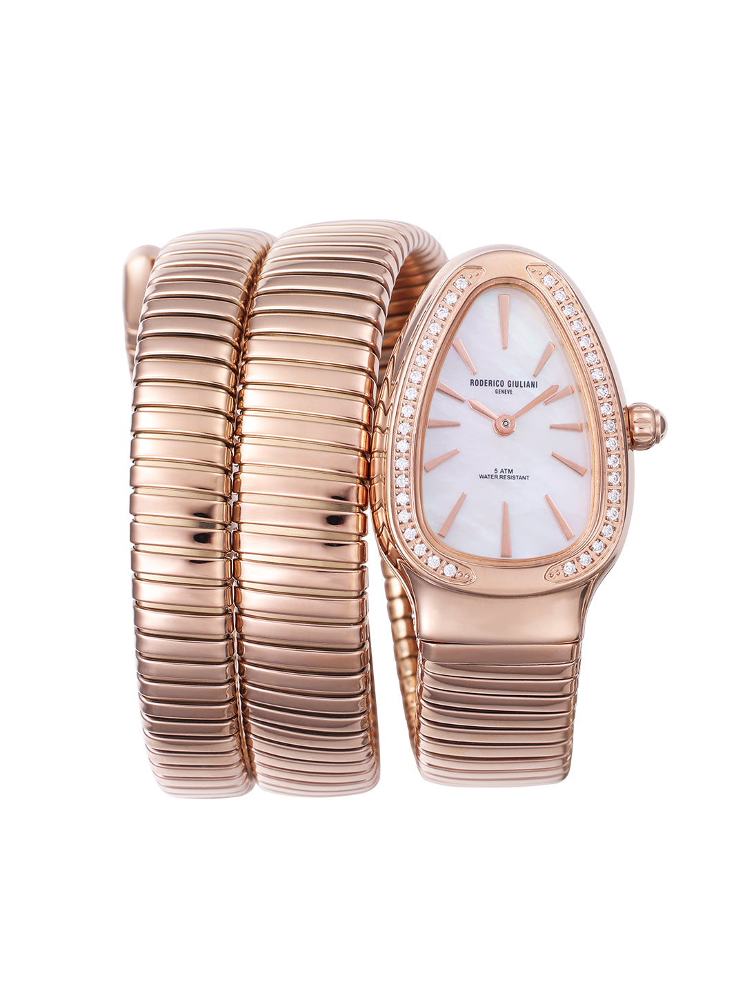 White MOP Dial Rose Gold Steel Bracelet Women's Analog Watch