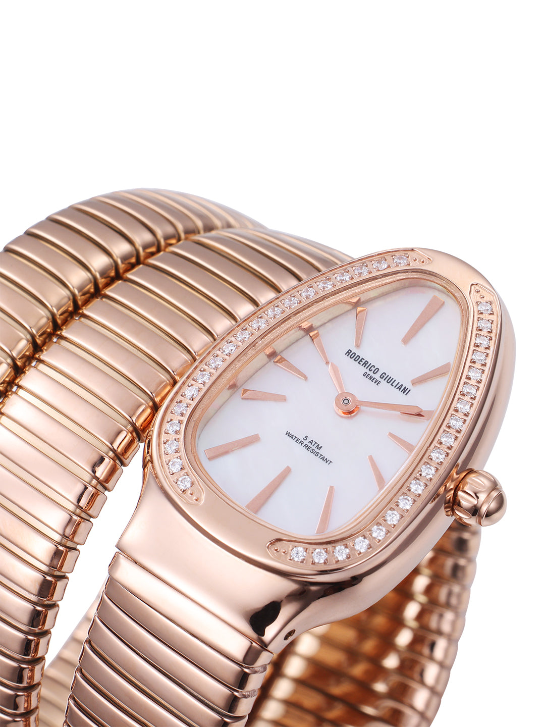 White MOP Dial Rose Gold Steel Bracelet Women's Analog Watch