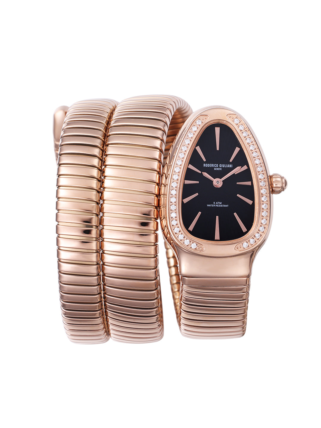 Black Dial Rose Gold Steel Bracelet Women's Analog Watch