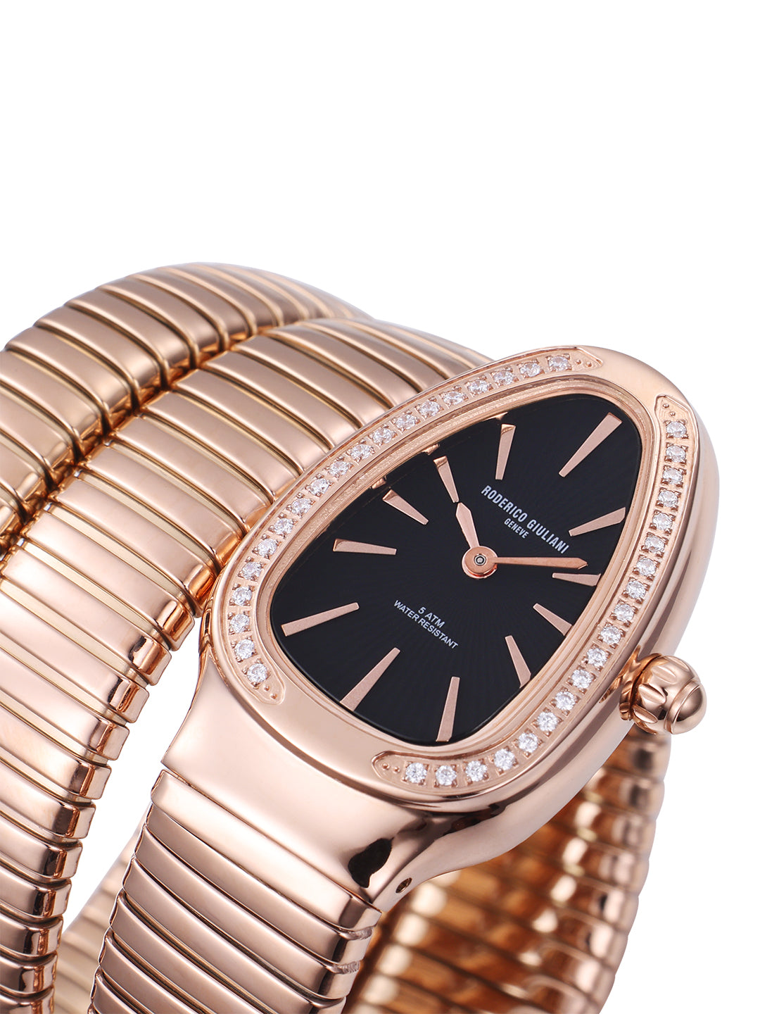 Black Dial Rose Gold Steel Bracelet Women's Analog Watch