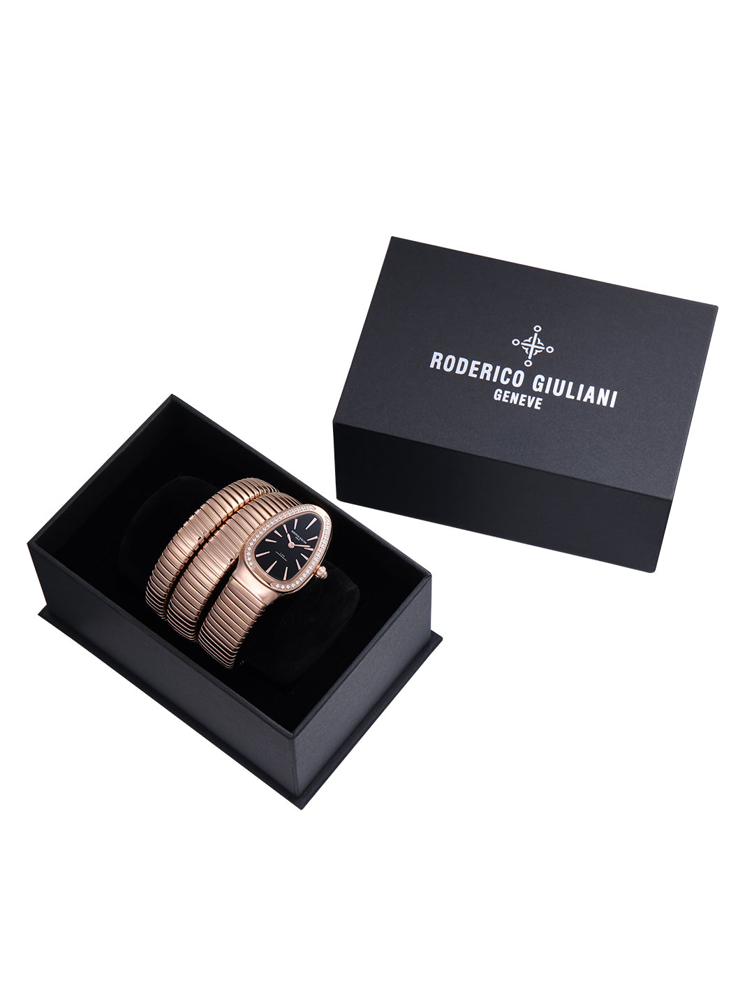 Black Dial Rose Gold Steel Bracelet Women's Analog Watch