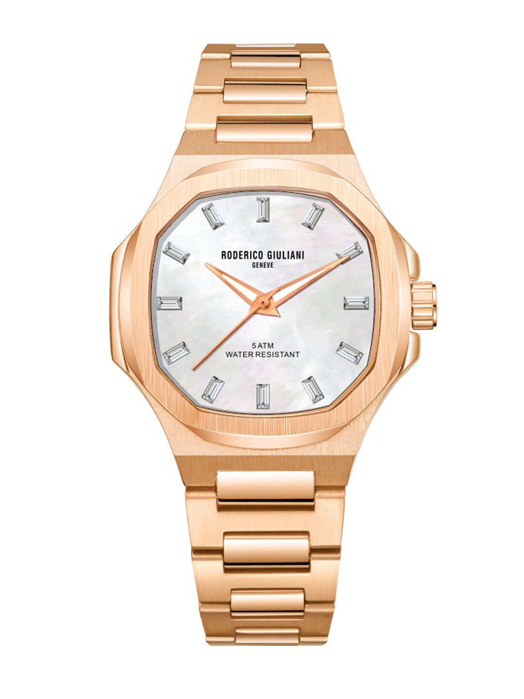 White MOP Dial Rose Gold Steel Bracelet Women's Analog Watch
