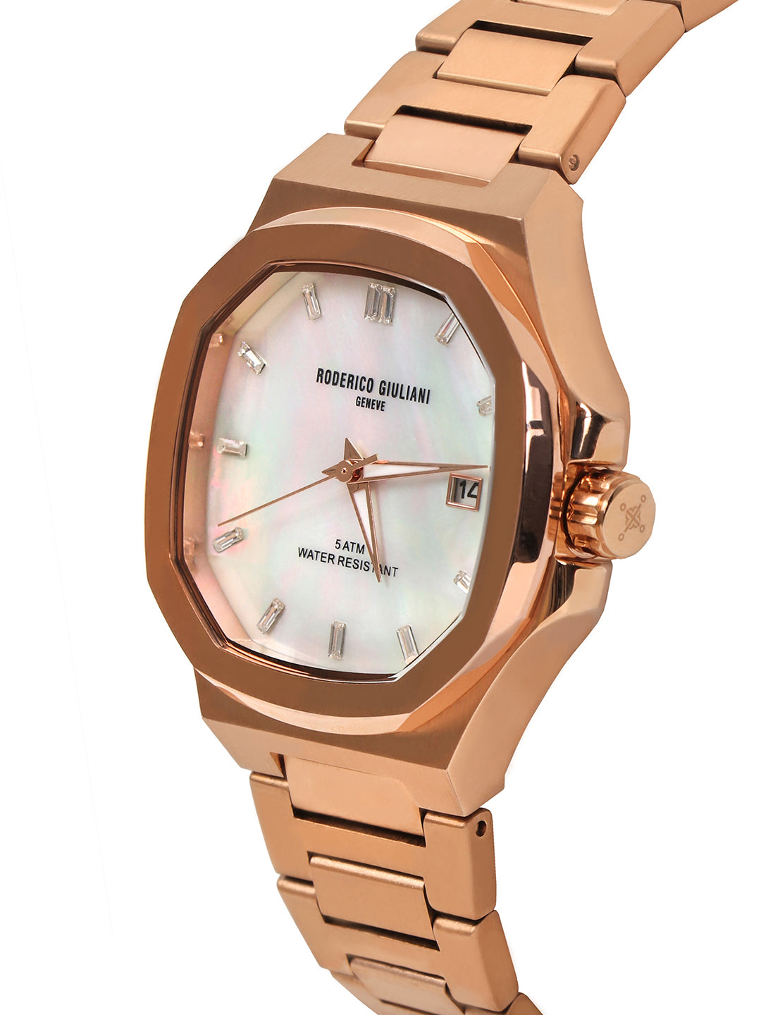 White MOP Dial Rose Gold Steel Bracelet Women's Analog Watch