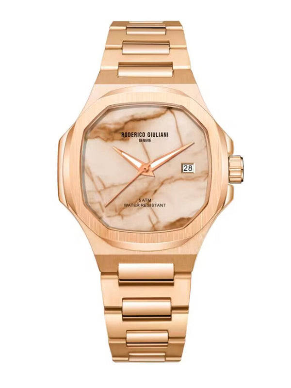 Brown Dial Rose Gold Steel Bracelet Women's Analog Watch