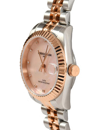 Pink Dial Dual Tone Steel Bracelet Women's Analog Watch