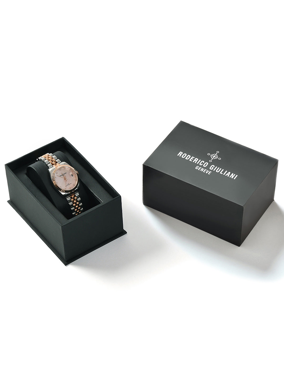 Pink Dial Dual Tone Steel Bracelet Women's Analog Watch