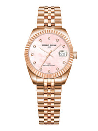 Pink Dial Rose Gold Steel Bracelet Women's Analog Watch