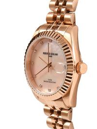 Pink Dial Rose Gold Steel Bracelet Women's Analog Watch