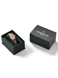 Pink Dial Rose Gold Steel Bracelet Women's Analog Watch